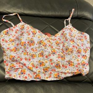 Colorful floral print crop top